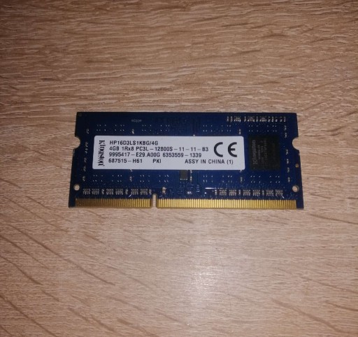 Zdjęcie oferty: RAM 4GB KINGSTON 1Rx8 PC3L-12800S-11-11-B3