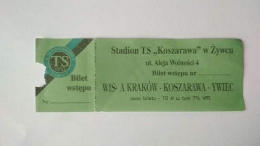 Zdjęcie oferty: Bilet Koszara Żywiec - Wisła Kraków