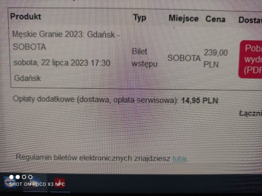 Zdjęcie oferty: Bilet MGO 22.07.2023 Gdańsk