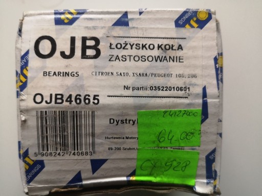 Zdjęcie oferty: Łożysko koła OJB4665 Citroen Saxo,Xsara/Peugeot206