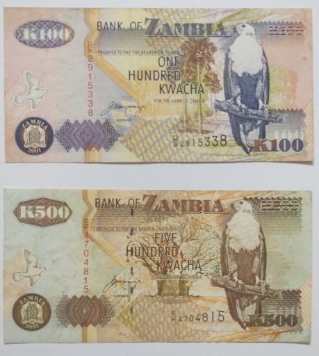 Zdjęcie oferty: Zambia 100 i 500 kwacha 2001 