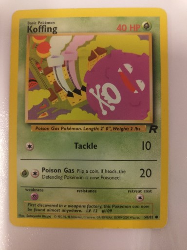 Zdjęcie oferty: Pokemon Karta TCG koffing 58/82 Team Rocket