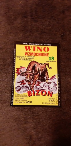 Zdjęcie oferty: Etykieta po winie BIZON (jabol, bełt, alpaga...)