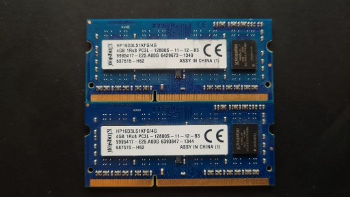 Zdjęcie oferty: Pamięć RAM KINGSTON 4GB 1Rx8 pc3L-12800S 1600 MHz