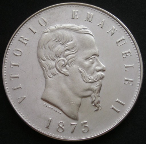 Zdjęcie oferty: Włochy 5 lirów 1873 - król Wiktor Emanuel II