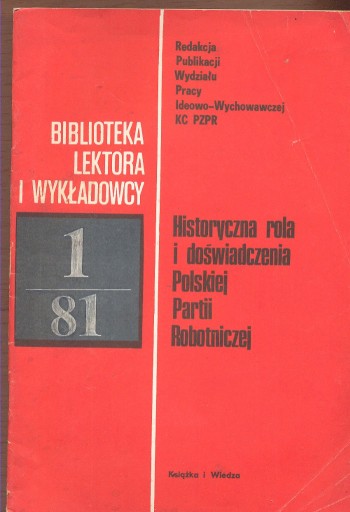 Zdjęcie oferty: Historyczna Rola i doświadczenia Polskiej Partii R