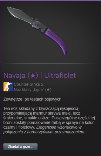 Zdjęcie oferty: Navaja Knife Ultrafiolet | CS2/CS:GO