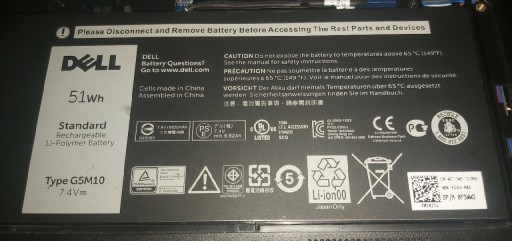 Zdjęcie oferty: Bateria Dell 51Wh typ G5M10 7.4V oryginalna stan bdb  E5550
