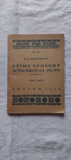 Zdjęcie oferty: Łatwe Sposoby Wywabiania Plam Kraków 1943