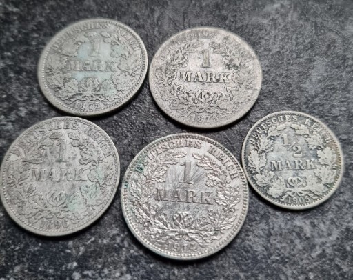 Zdjęcie oferty: Niemcy 1 i 1/2 marki 5 sztuk 1875-1914