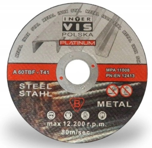 Zdjęcie oferty: Tarcze do cięcia metalu Inter Vis Inox 115x1,0x22,23