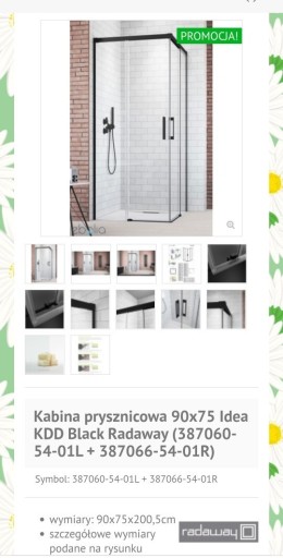 Zdjęcie oferty: Kabina Prysznicowa 90x75 Idea KDD Black Radaway