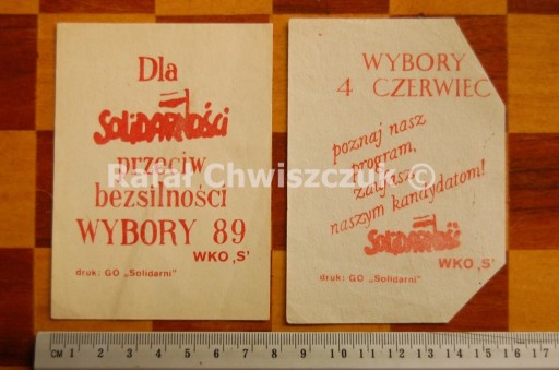 Zdjęcie oferty: Solidarność wybory 1989 ulotki W-wa > wysyłka 0 zł