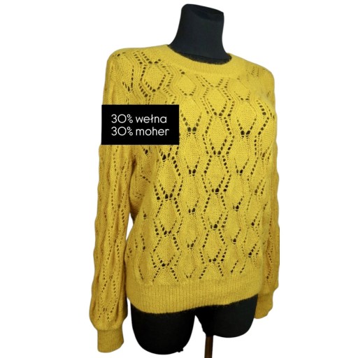 Zdjęcie oferty: Sweter Holly Whyte M 38 moherowy ażurowy żółty miękki 