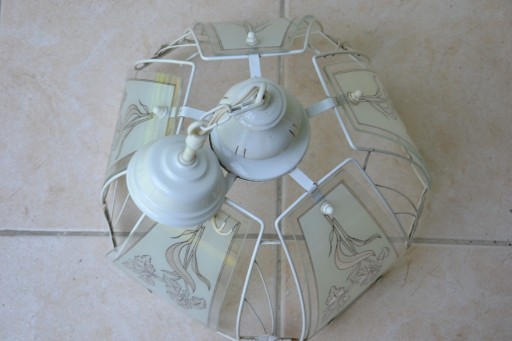 Zdjęcie oferty: Lampa sufitowa- żyrandol metal szkło porcelana PRL