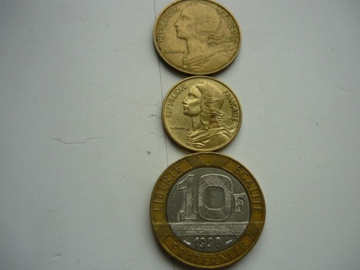 Zdjęcie oferty: Monety  Francja 5i10Centimes i 10Franków