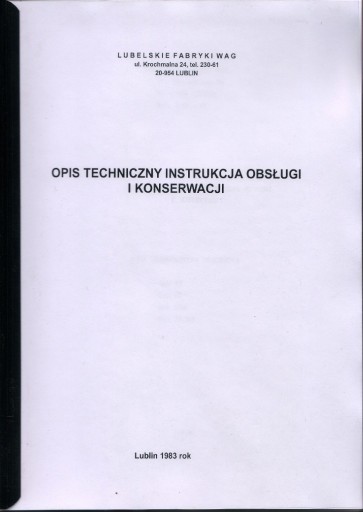 Zdjęcie oferty: INSTRUKCJA WAGA ZUK 25 ZUK50 LUBLIN