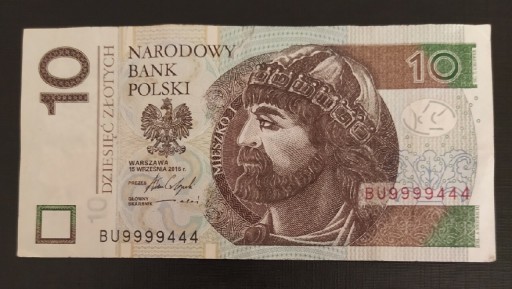 Zdjęcie oferty: Banknot 10 zł BU9999444 unikalny numer 