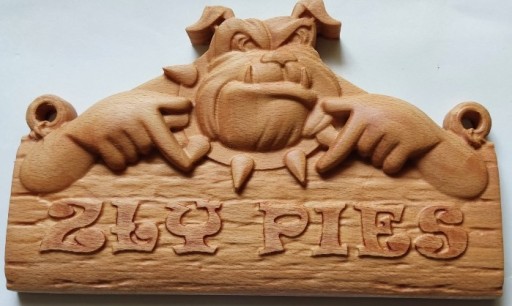 Zdjęcie oferty: Zły Pies , Płaskorzeźba, 3D, drewno 