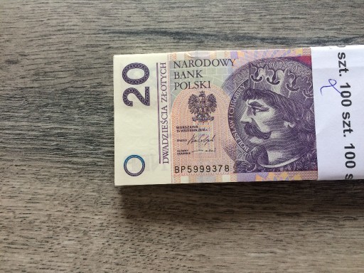 Zdjęcie oferty: Banknot 20 zł seria BP    2016r.stan UNC