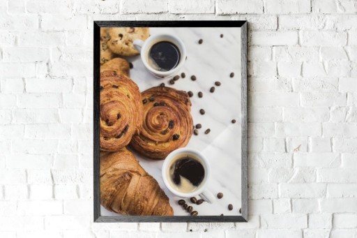 Zdjęcie oferty: Plakat/Obraz A3 do kuchni "Croissant with coffee"