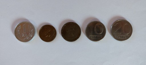 Zdjęcie oferty: Zestaw 5 monet obiegowych PRL 1988 r. Komplet(z3)