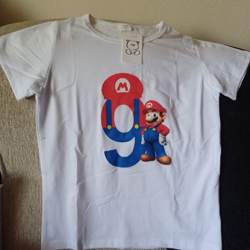 Zdjęcie oferty: Koszulka 140 urodziny 9 Super Mario wiek lat