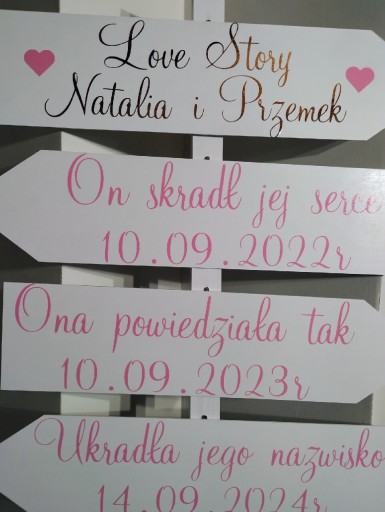 Zdjęcie oferty: Drogowskaz ślubny historia miłości love story 