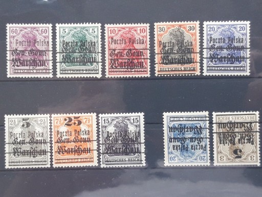 Zdjęcie oferty: GG Warschau 1918 r znaczki 10 sztuk **/*