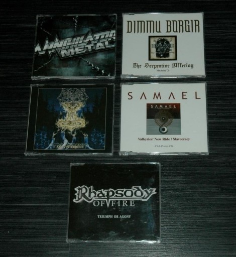 Zdjęcie oferty: Zestaw 5xCD.Single.Promo.Metal. Unleashed, Annihilator, Samael, Dimmu