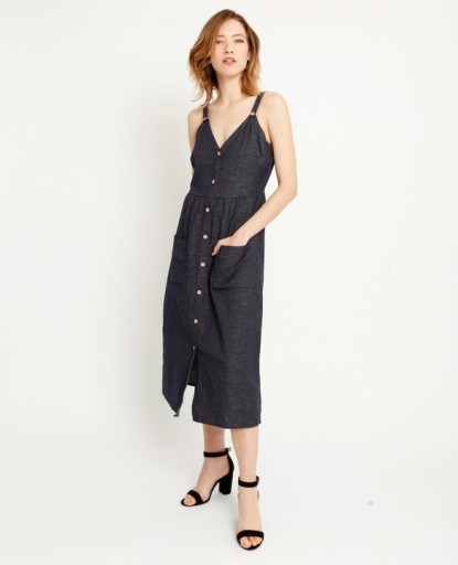 Zdjęcie oferty: Granatowa maxi sukienka na ramiączkach z dodatkiem