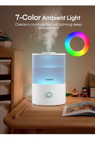 Zdjęcie oferty: FOHERE Nawilżacz powietrza 3,2L z lampką LED 7 kolorów, dyfuzor olejków 