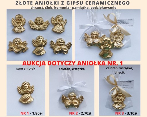 Zdjęcie oferty: Aniołki z gipsu ZŁOTE - chrzest, komunia, ślub