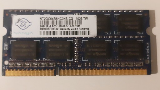 Zdjęcie oferty: Pamięć RAM DDR3 NANYA NT2GC64B88G0NS-CG 2 GB