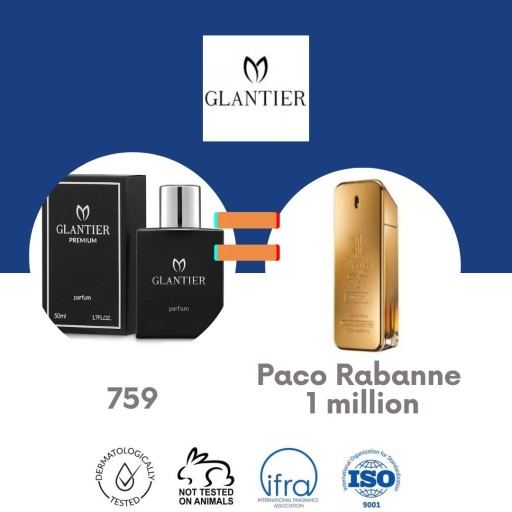 Zdjęcie oferty: GLANTIER 759 Odpowiednik Paco Rabanne 1 Million