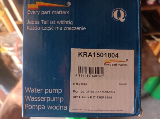 Zdjęcie oferty: Nowa Pompa wody Opel Astra H Vectra Kraft 1501804