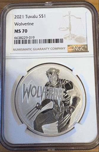 Zdjęcie oferty: Marvel 1 oz srebro NGC MS 70 2021 1$ Wolverine uncja