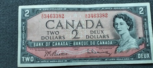 Zdjęcie oferty: Banknot 2 dolary kanadyjskie z 1954r 