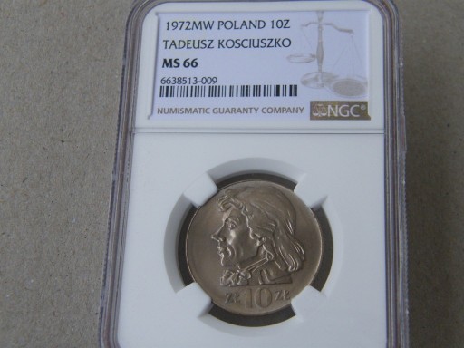 Zdjęcie oferty: 10 zł. 1972 Tadeusz Kościuszko  NGC MS66