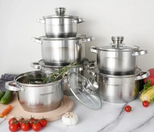 Zdjęcie oferty: Komplet zestaw garnków MASTERPAN stal nierdzewna 12 el.