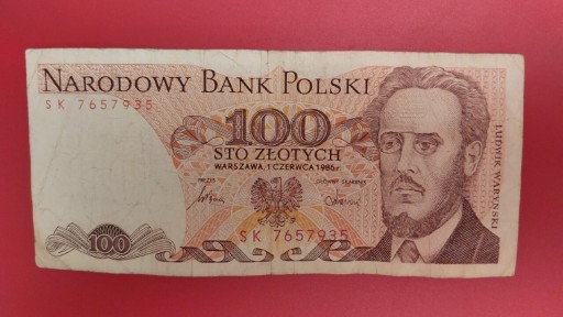 Zdjęcie oferty: Banknot 100 zł z 1986r, Seria SK