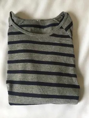 Zdjęcie oferty: Bawełniana nieco grubsza bluzka w paski, krótki rękaw