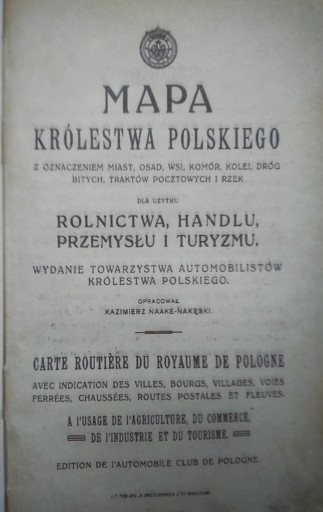 Zdjęcie oferty: Mapa Królestwa Polskiego + Przewodnik Automobilowy