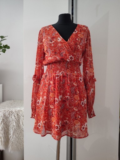 Zdjęcie oferty: Pomarańczowa sukienka we wzory L