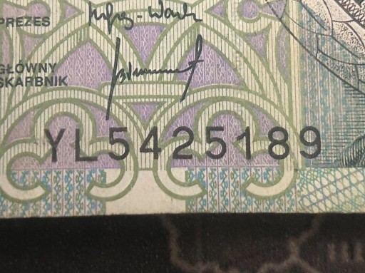 Zdjęcie oferty: Banknot 100zł seria YL 5425189 zastępczy banknot
