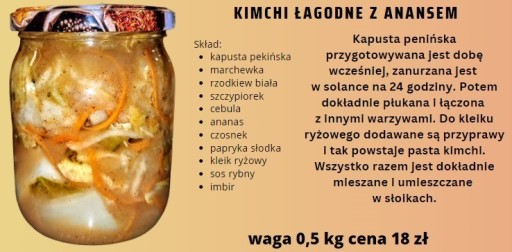 Zdjęcie oferty: Kimchi łagodne z ananasem