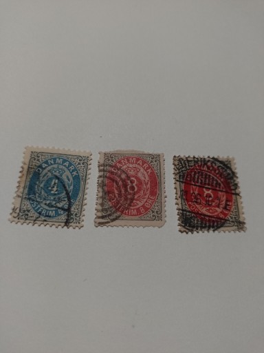 Zdjęcie oferty: Znaczki Dania 1875/79 rok Zestaw 3 szt