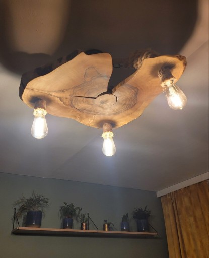 Zdjęcie oferty: Lampa wisząca plaster orzech włoski handmade loft 