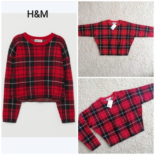 Zdjęcie oferty: H&M żakardowy sweter d. dziewczynki NOWY krata 152