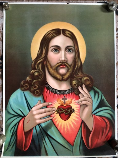 Zdjęcie oferty: Przedwojenny oleodruk - kolor - Serce Pana Jezusa 